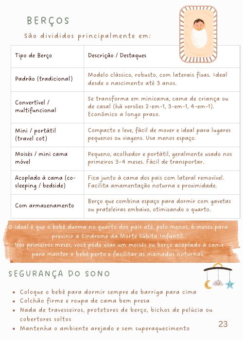Página do guia sobre berços e segurança do sono